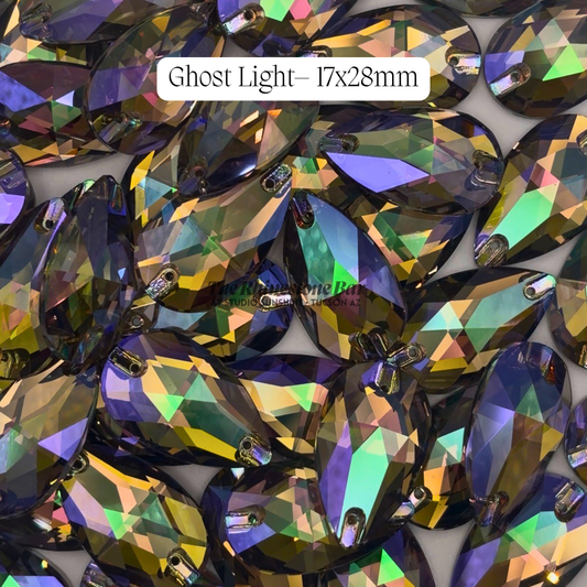 Ghost Light-17x28mm AAAAA Glass Sew-On Teardrop Rhinestones (12-Count Tray)
