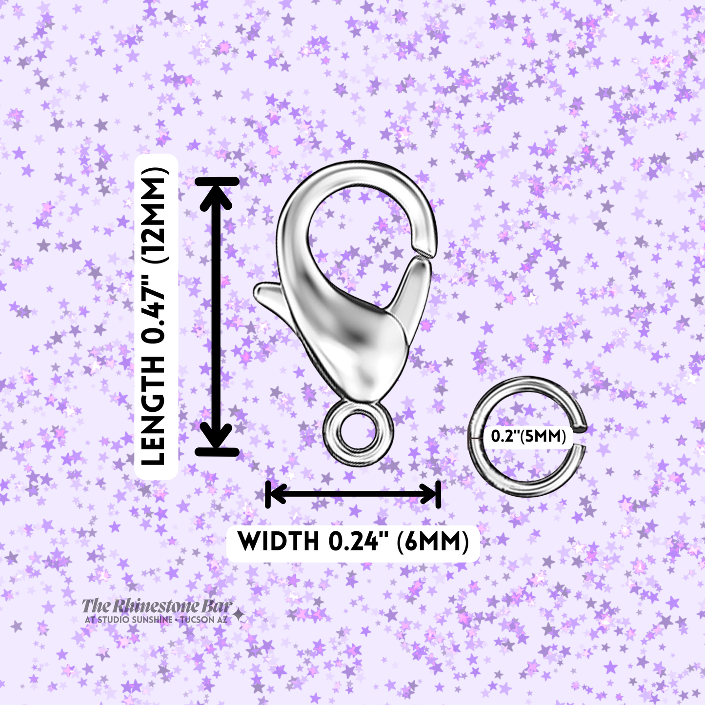 12mm Silver Lobster Clasps & 5mm Jump Rings Kit – Quick-Change Pastie Tassel Hardware