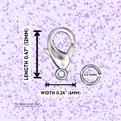 12mm Silver Lobster Clasps & 5mm Jump Rings Kit – Quick-Change Pastie Tassel Hardware