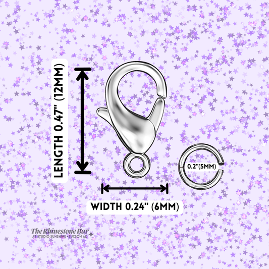 12mm Silver Lobster Clasps & 5mm Jump Rings Kit – Quick-Change Pastie Tassel Hardware