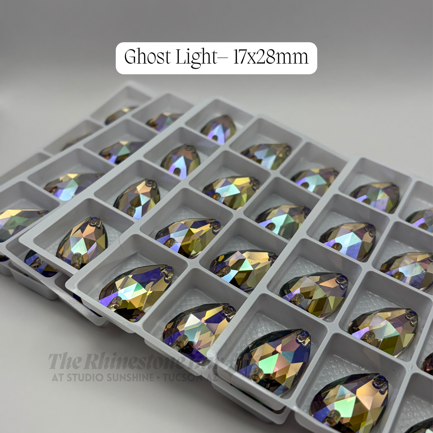 Ghost Light-17x28mm AAAAA Glass Sew-On Teardrop Rhinestones (12-Count Tray)