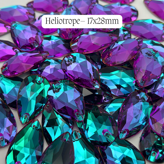 Heliotrope – 17x28mm AAAAA Glass Sew-On Teardrop Rhinestones (12-Count Tray)