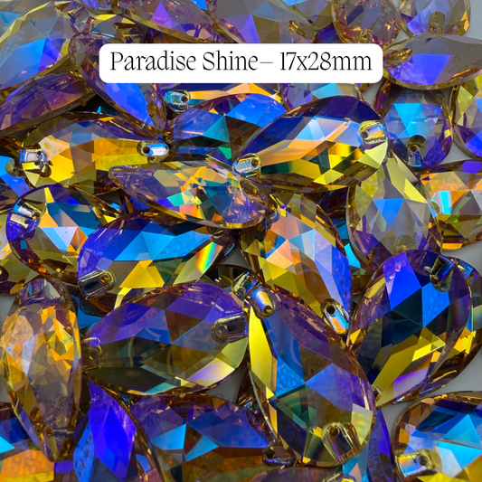 Paradise Shine– 17x28mm AAAAA Glass Sew-On Teardrop Rhinestones (12-Count Tray)