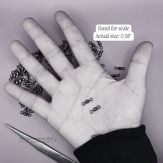 0.58" Gunmetal Burlesque Pastie Swivel Barrels – Size S Compact Spinner Hardware for DIY Pastie Tassels