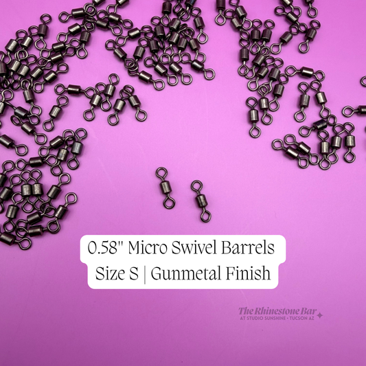 0.58" Gunmetal Burlesque Pastie Swivel Barrels – Size S Compact Spinner Hardware for DIY Pastie Tassels