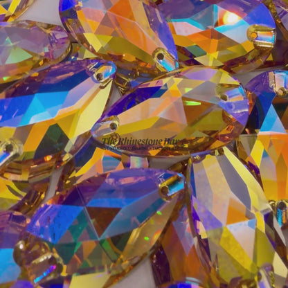 Paradise Shine– 17x28mm AAAAA Glass Sew-On Teardrop Rhinestones (12-Count Tray)