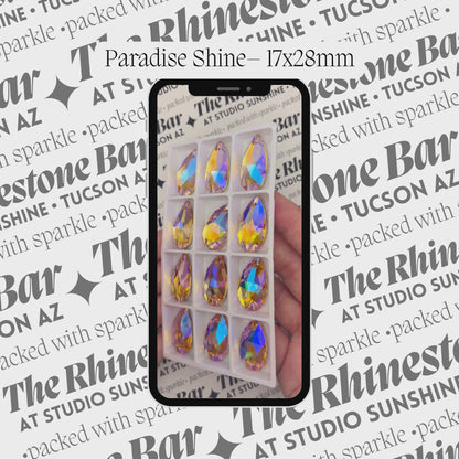 Paradise Shine– 17x28mm AAAAA Glass Sew-On Teardrop Rhinestones (12-Count Tray)