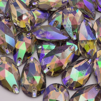 Ghost Light-17x28mm AAAAA Glass Sew-On Teardrop Rhinestones (12-Count Tray)